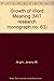 The Growth of Word Meaning (Research monograph, no.63)